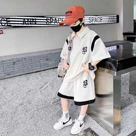 男童夏季短袖POLO衫套装薄款时髦痞帅夏款2025新款儿童男孩夏装潮