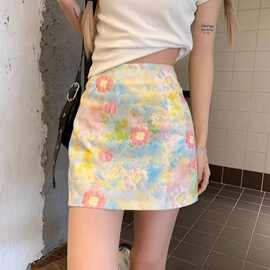 多巴胺彩色半身短裙女夏季2026新款显瘦高腰小个子学院风a字短裙
