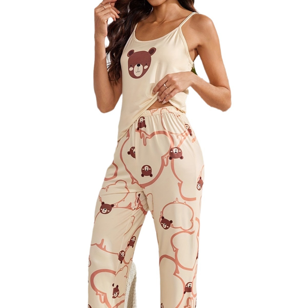 Verano nuevo estilo oso honda traje de pijama de servicio a domicilio pantalones de honda impresos traje casual de dos piezas mujer