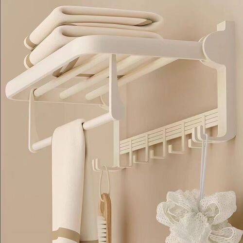 Cream Wind Towel Rack without Drilling Bathroom Towel Holder Set of 5 Bathroom Bathroom Hooks