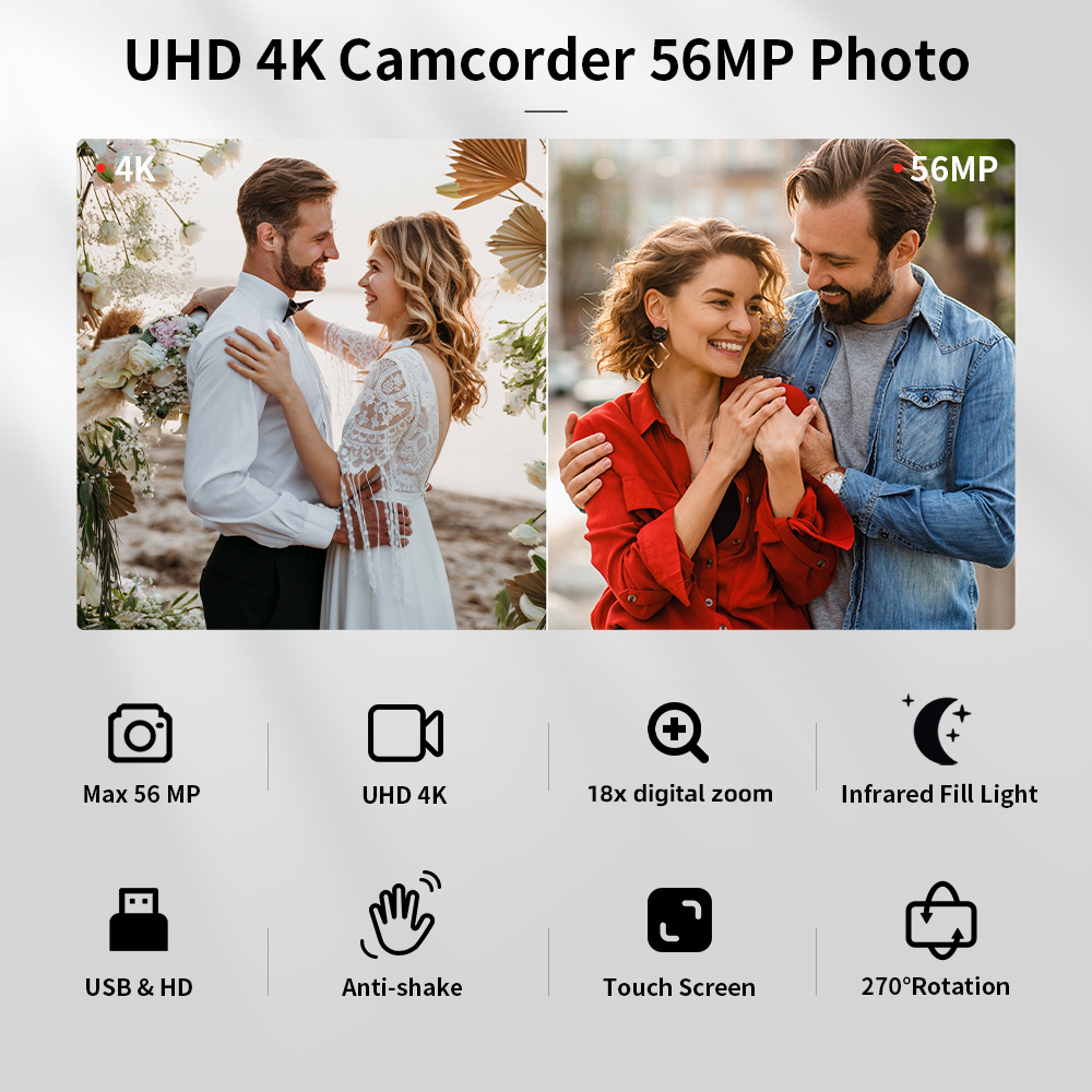 Cámara digital 4K con micrófono a prueba de viento Grabación de luz de relleno 4K30 Marco de vídeo monopolio transfronterizo ventas directas de fábrica