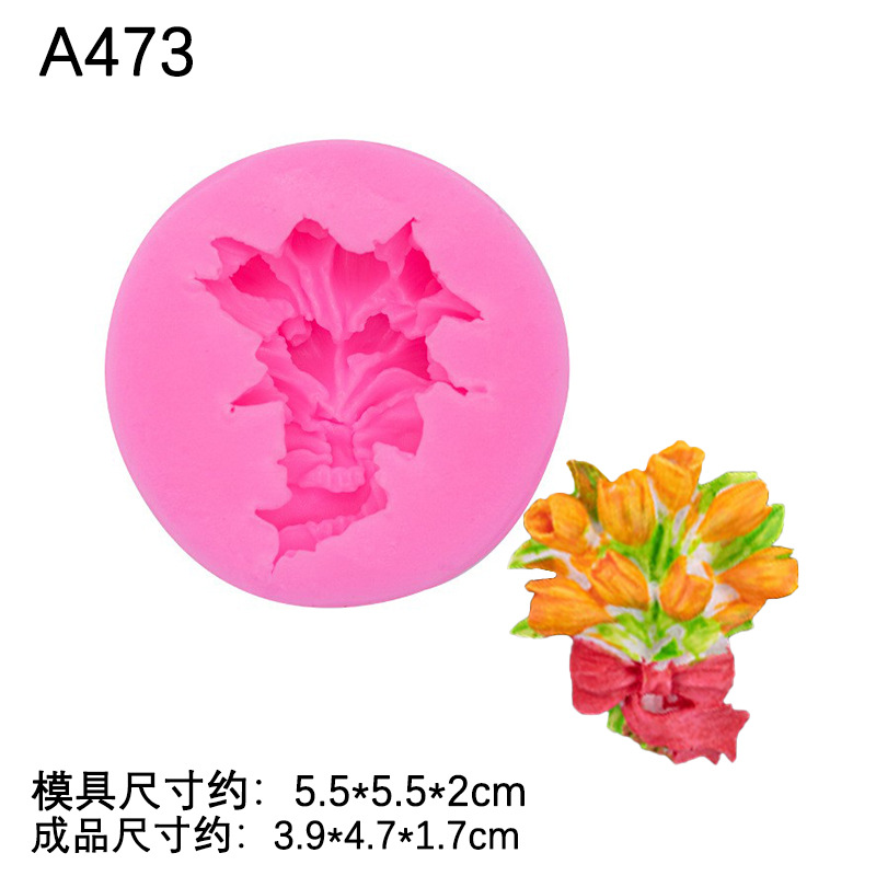 Simulación tridimensional ramo de silicona molde tulipán ramo de silicona molde aromaterapia vela yeso epoxi molde