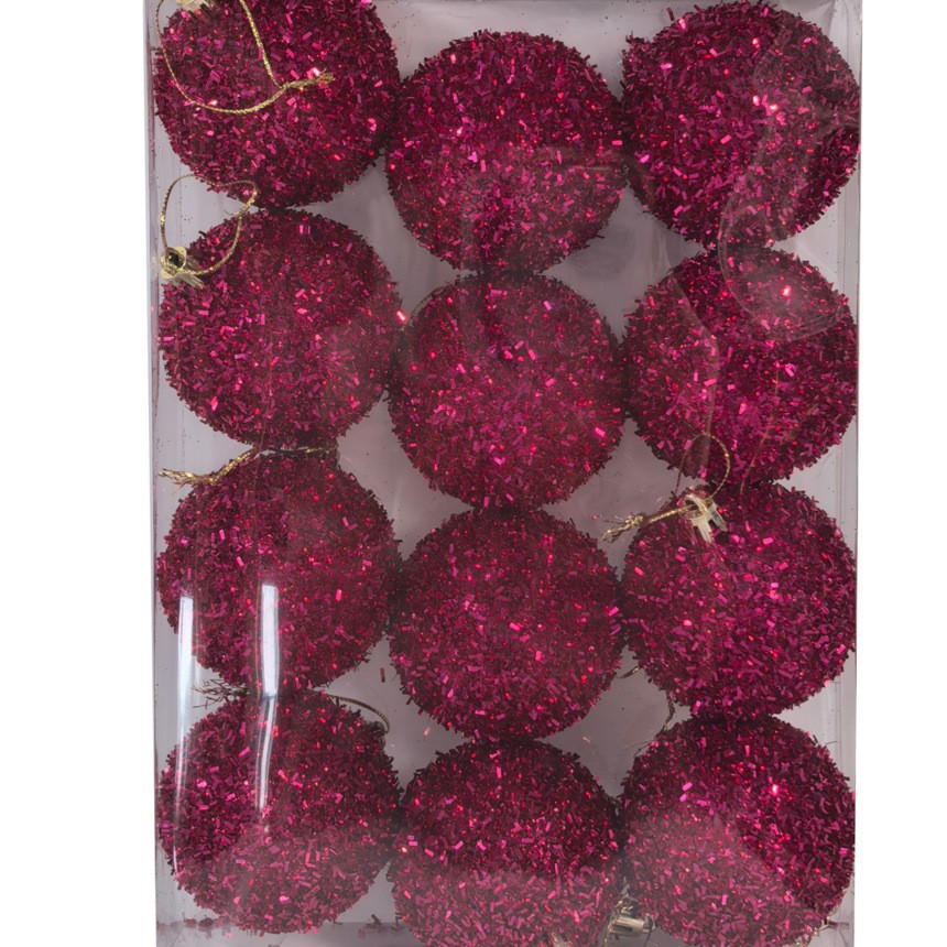 Navidad 6CM sequinilla bola de plástico de lana Navidad árbol de Navidad atmósfera de Navidad bola de decoración para el hogar