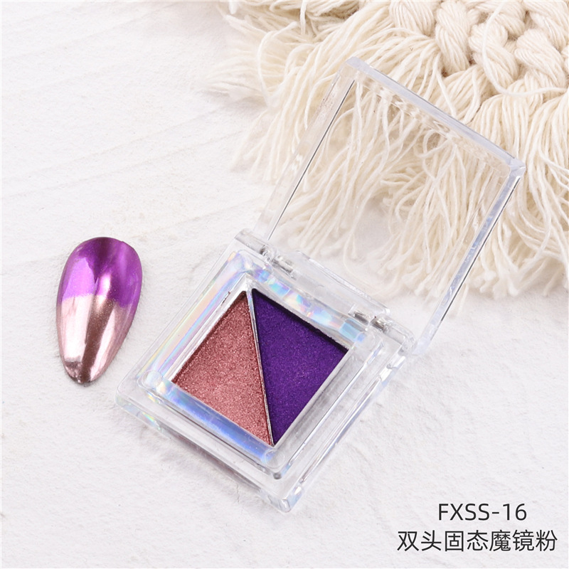 Uñas transfronterizas de dos colores sólido espejo mágico en polvo cuadrado Placa de sombra de ojos espejo de uñas de dos colores harina titanio polvo de oro