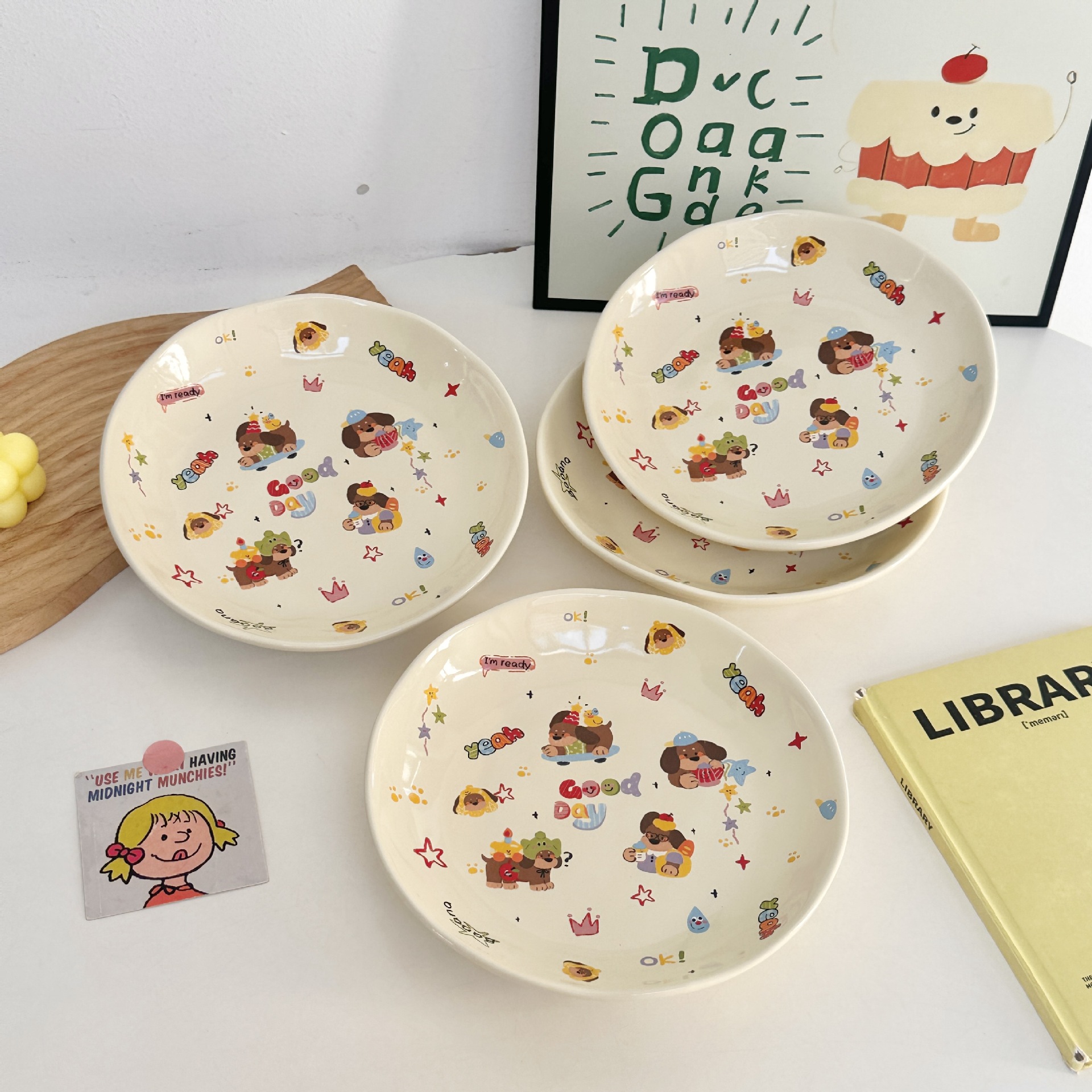 8inch 접시 닥스훈트 4개