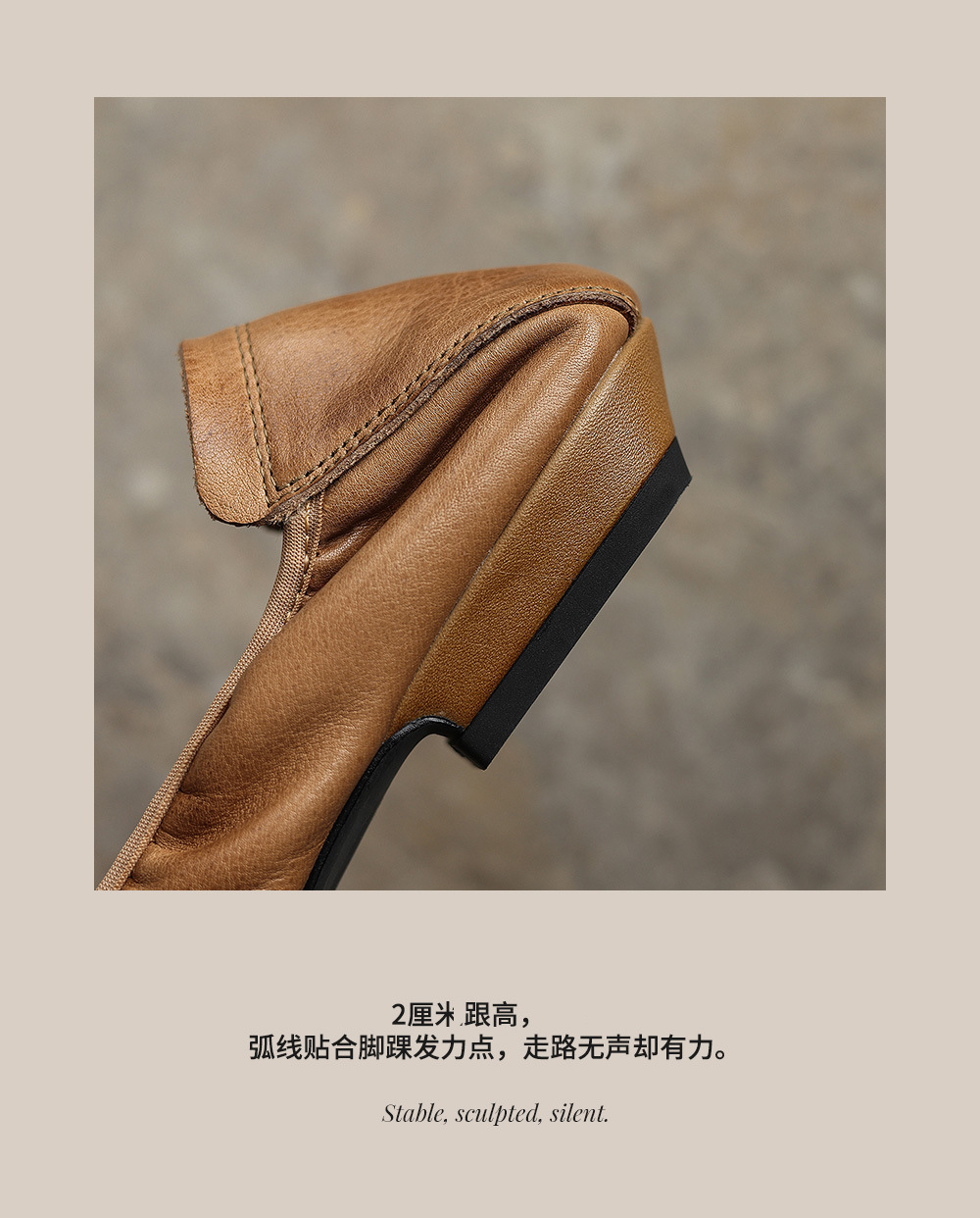 Giày ballet nữ mũi tròn da bò mềm, kiểu trứng cuộn, cổ nông — đen chi tiết 26