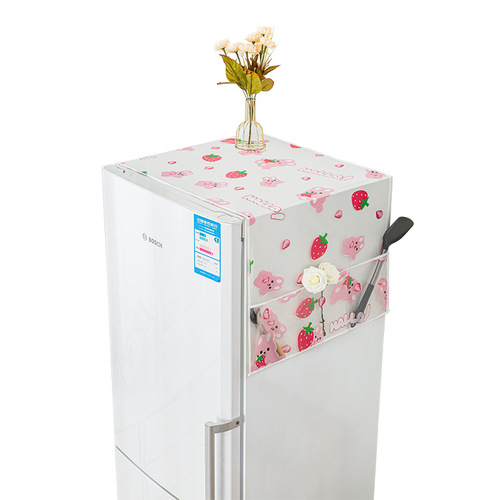 Refrigerator dust cover cover cloth cute storage hanging bag household waterproof and dustproof refrigerator top cover cartoon protective cover