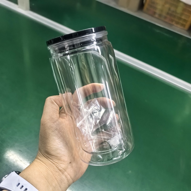 クロスボーダー 16 オンス大容量二層プラスチックメイソンカップシンプルでファッショナブルなゼリーカラーポータブル屋外ストローカップ|undefined