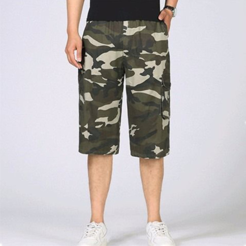 Middle-aged and elderly men's pants summer camouflage shorts men's loose casual cropped pants men's work trousers breeches camouflage pants