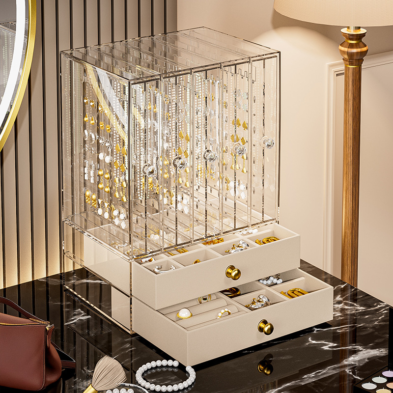 Transparent Earring Storage Box, Acrylic Jewelry Necklace Box, Earrings, Jewelry Dust-Proof Display Box, Hanger Ready for Sale