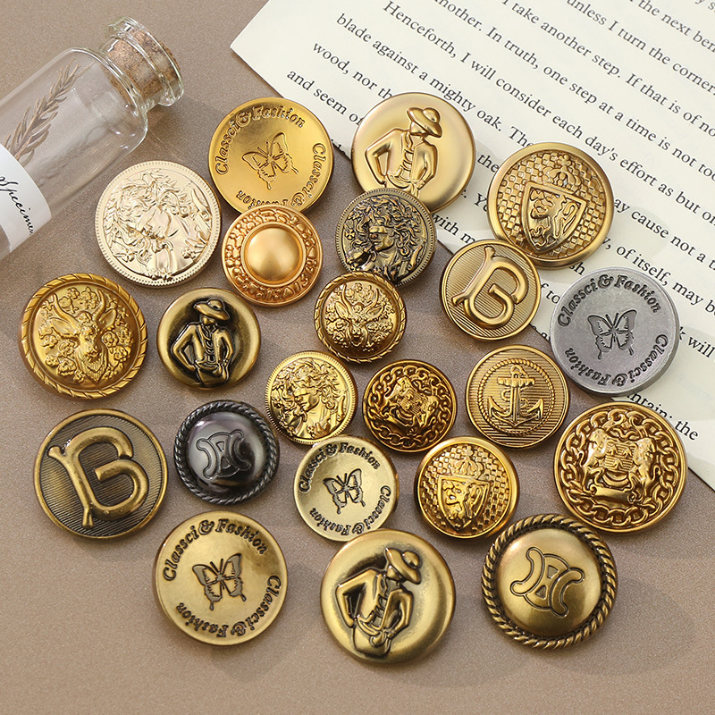 New High-End Antique Metal Buttons, Vintage Buttons with a Versatile Texture for Coats, Sweaters, Woolen Coats, and Clothing New High-End Antique Metal Buttons, Vintage Buttons with a Versatile Texture for Coats, Sweaters, Woolen Coats, and Clothing
