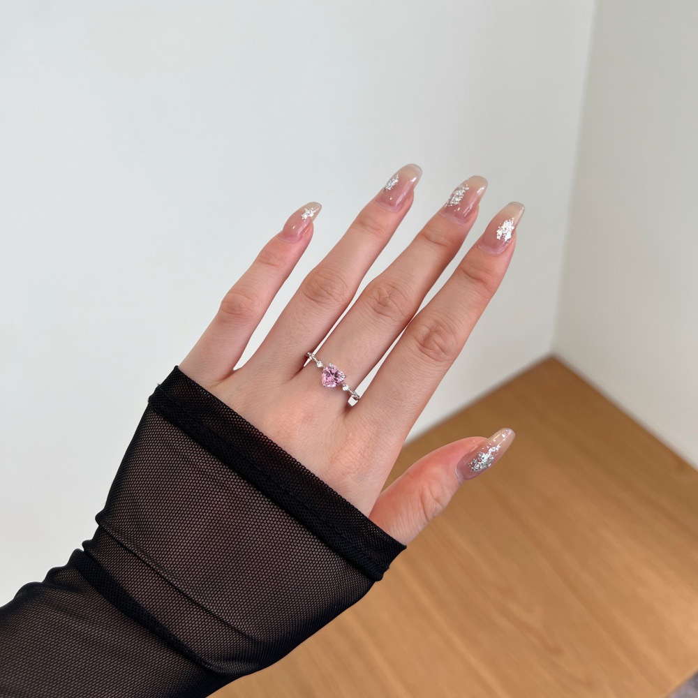 3g Weight Zircon Inlay Material Rings Classification 1 Piece Quantity Daily Occasion 925 Sterling Silver Material Heart Shape Pattern Women's Gender Plating Design Elegant Style 925 Sterling Silver Zircon Heart Shape Rings 925 Sterling Silver Rings 41