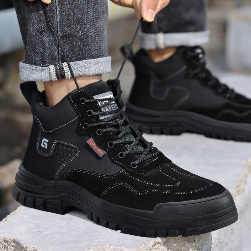 High top winter insulated shoes for men 10KV electrician shoes comfortable anti-smash and anti-puncture plastic toe safety shoes wholesale