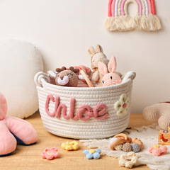 手作り刺繍入りコットンロープ編み収納バスケット付きギフトバスケットEtsyバスケット付きイースター赤ちゃん遊び