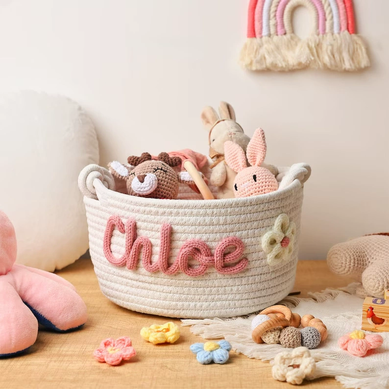 Подарочная корзина Etsy корзина с ручной вышивкой из хлопка