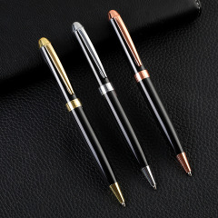 商務辦公金屬圓珠筆印刷logo旋轉式原子筆書寫順滑禮品筆批發黑色