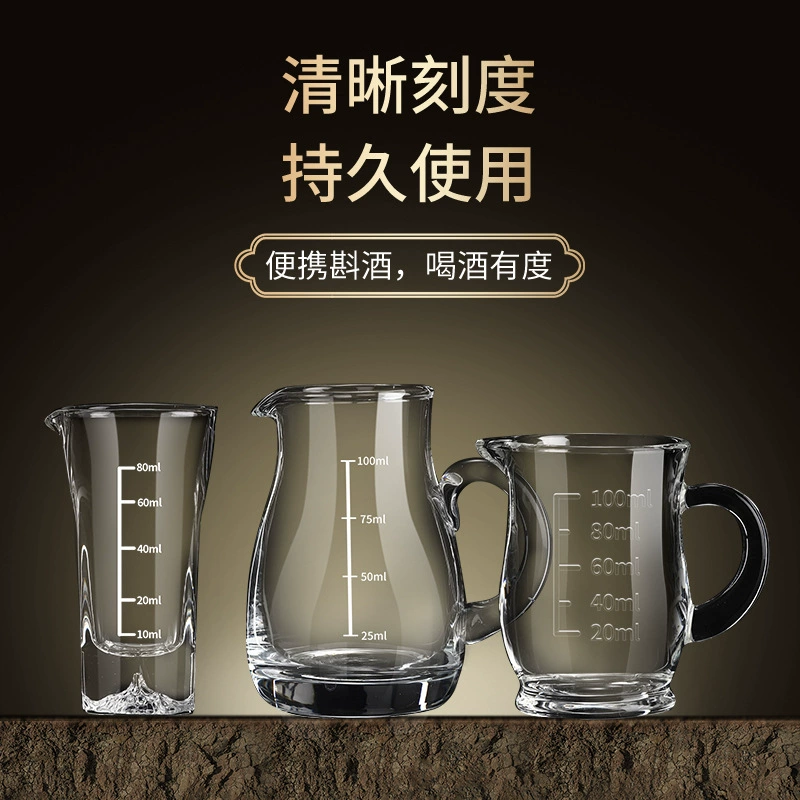 Wine dispenser for home use, bar jigger, lead-free glass pocket flask scaled