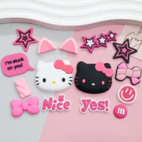 Большой розовый красный черный Hello Kitty KT мягкие резиновые аксессуары чехол для мобильного телефона аксессуары для волос чашка для воды тапочки цветок DIY декоративная нашивка
