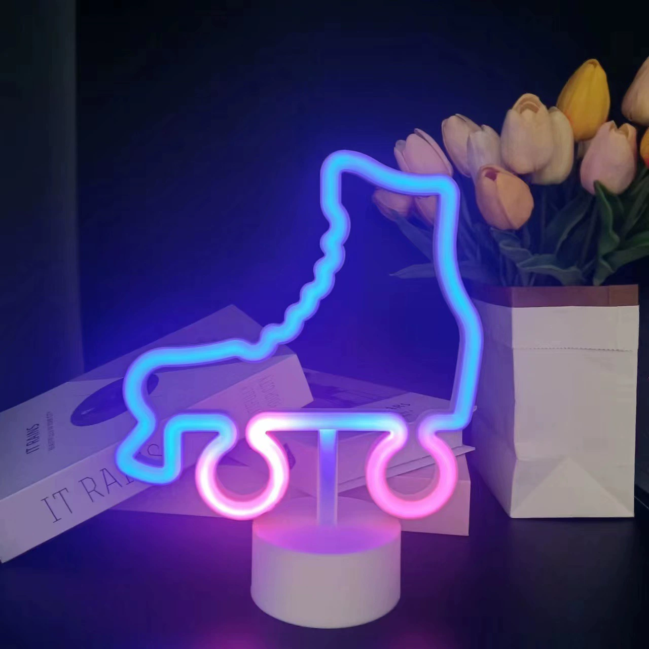 LED радужная креативная настольная лампа, оформление, ночник, декор, светильник