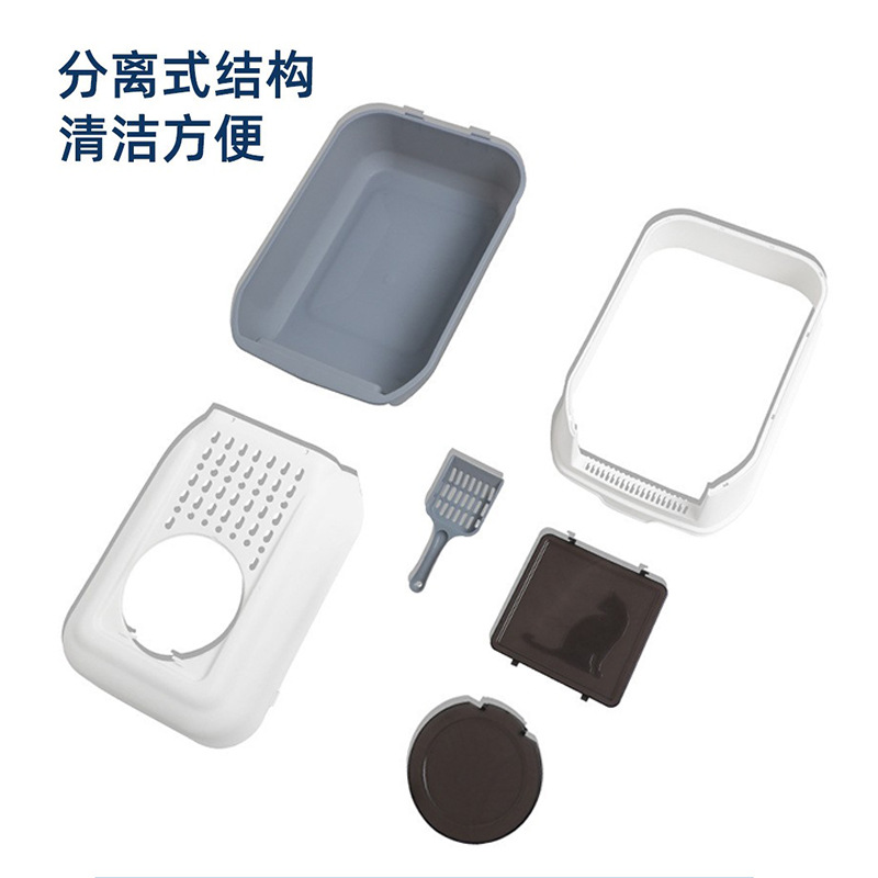 Caja de arena para gatos extra grande completamente cerrada extraíble y lavable cubierta antisalpicaduras gato inodoro fábrica en stock al por mayor