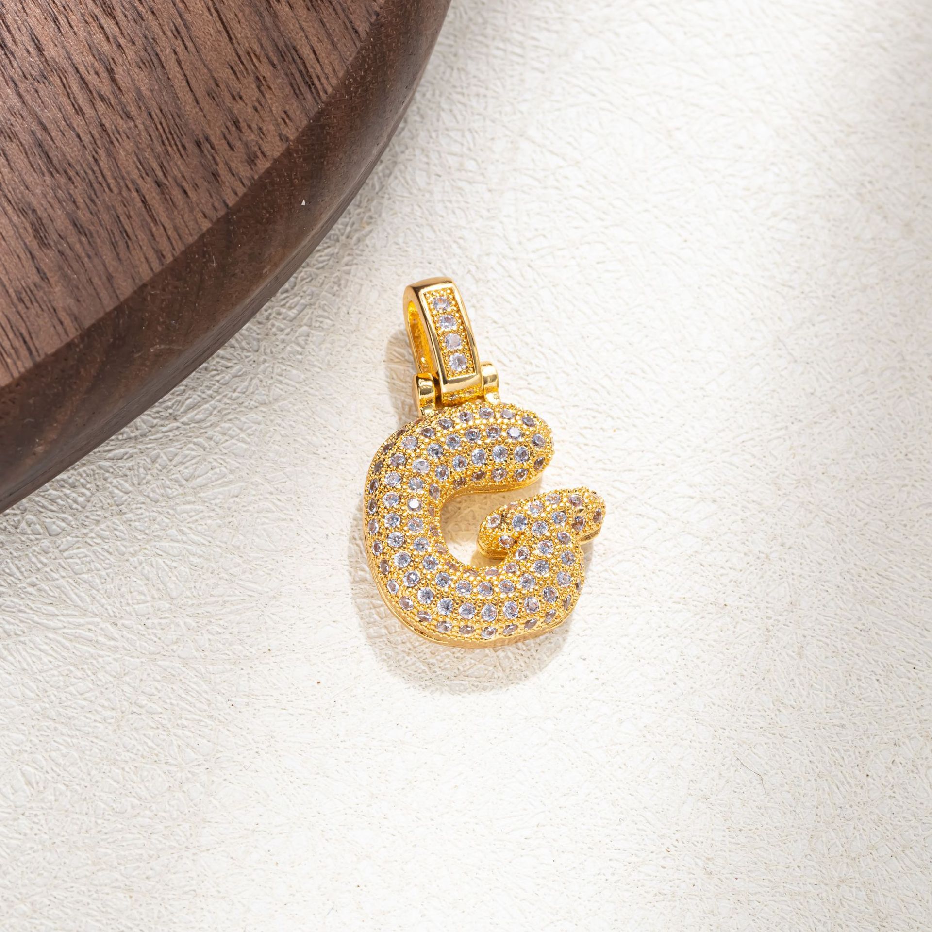 7g Weight Pendant Jewelry Making Type Golden Plated Plating Material Zircon Inlay Material 1 Piece Quantity Casual Occasion Copper Material Letter Pattern Women's Gender Simple Style Style Plating Craft 1 Piece Copper Zircon Letter Pendant 8