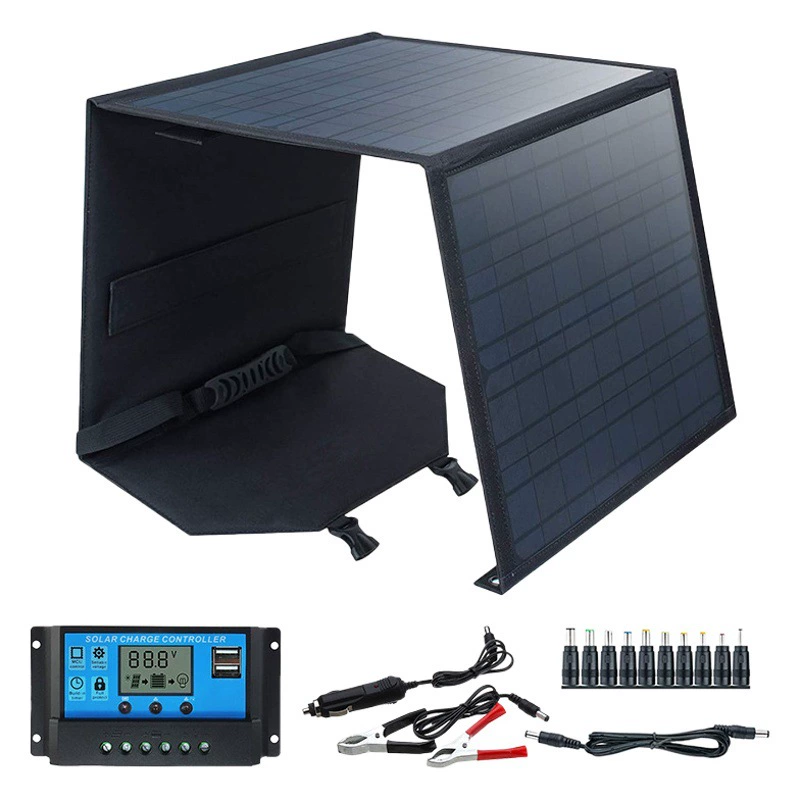 Эксклюзивная трансграничная поставка: портативный солнечный складной аккумулятор 60 Вт для мобильных устройств, с функцией солнечной электростанции, на основе зеленой энергии