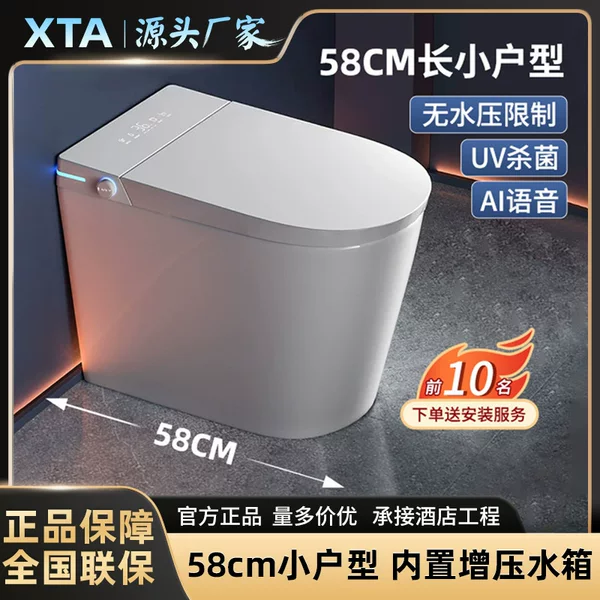 Small-Sized Smart Toilet, All-In-One, Fully Automatic, Home-Use, Instant Heating, Siphon Type, No Water Pressure Limit, Hotel Project