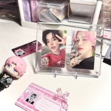 跨境亚克力相框磁吸摆台拍立得三寸照片摆件双面透明立牌收纳薇妍