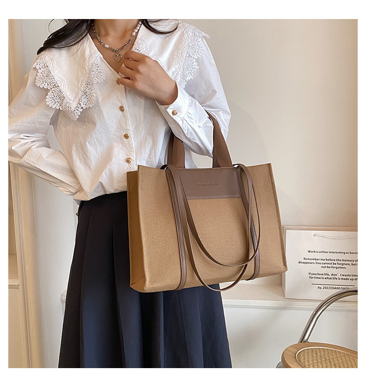 Borsa di tela borsa a tracolla a contrasto di grande capacità all'ingrosso 2023 nuova borsa tote bag alla moda transfrontaliera_voghion.com