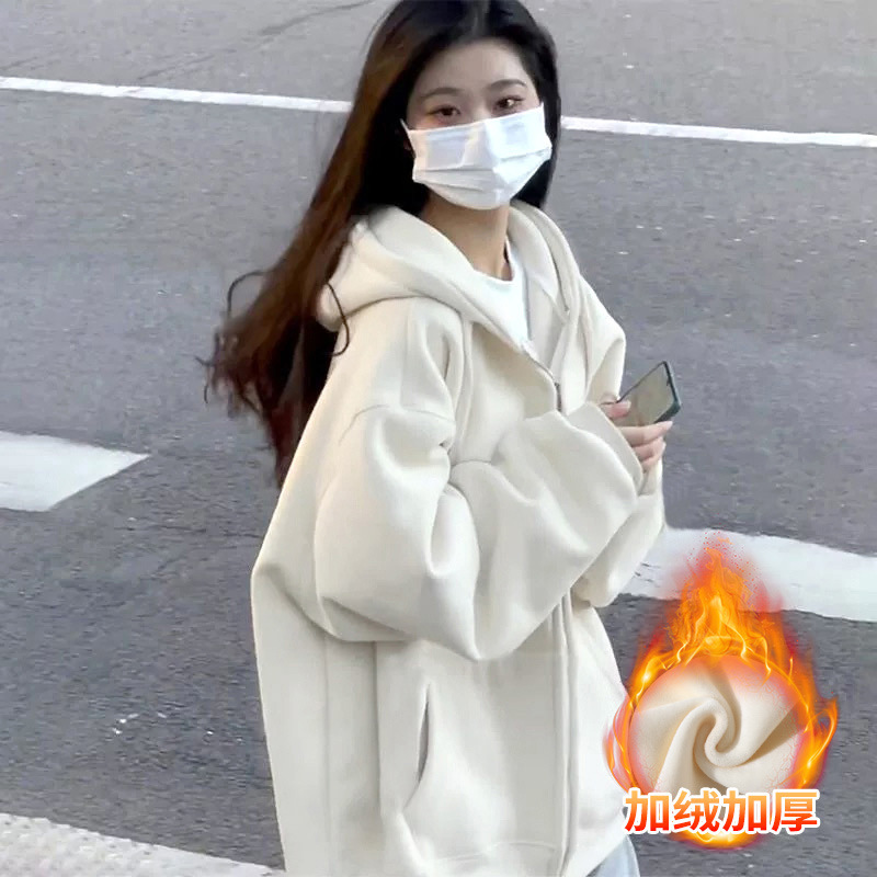山东即墨卫衣连帽外套女2025新款早秋宽松慵懒风韩系甜美显瘦开衫|undefined