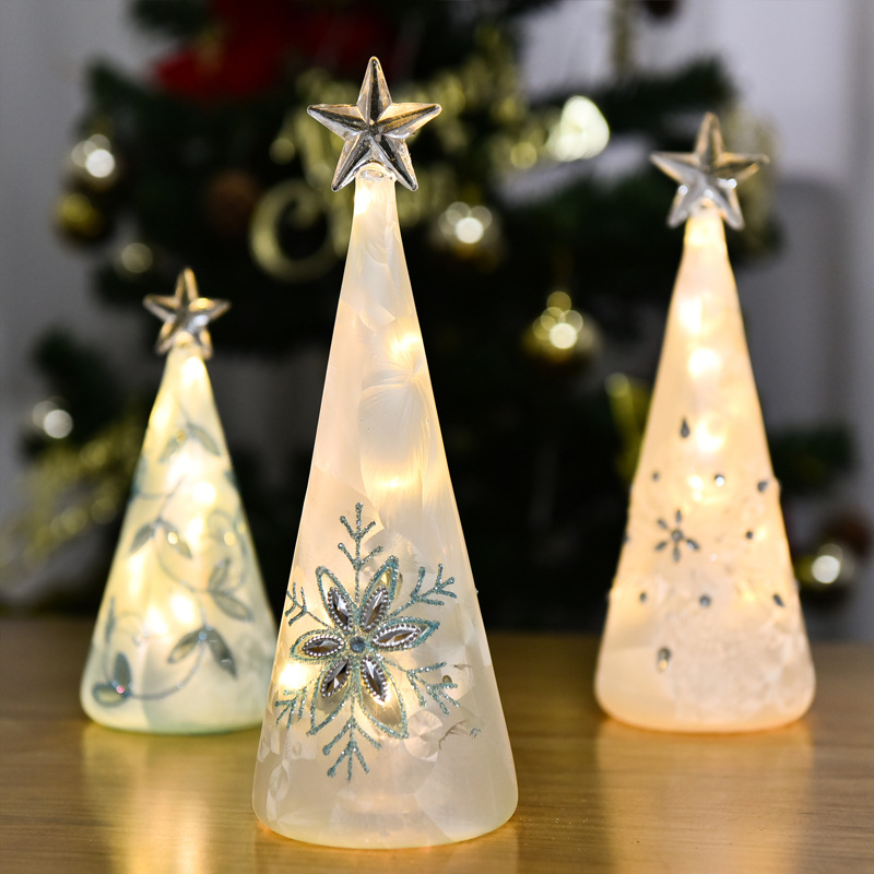 Fábrica al por mayor árbol de Navidad lámpara de cristal decorativa LED luminosa decoración de escritorio decoración de Navidad luz de la noche