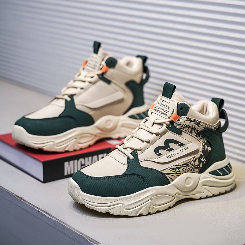 Zapatos de hombre de otoño nuevos zapatos de cuero para hombres, zapatos de deporte casuales al aire libre con suela gruesa, zapatos de moda universal.