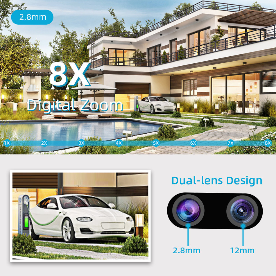 ICSEE binocular 8x zoom 8MP wireless PTZ camera CCTV outdoor network surveillance camera XIONGMAI