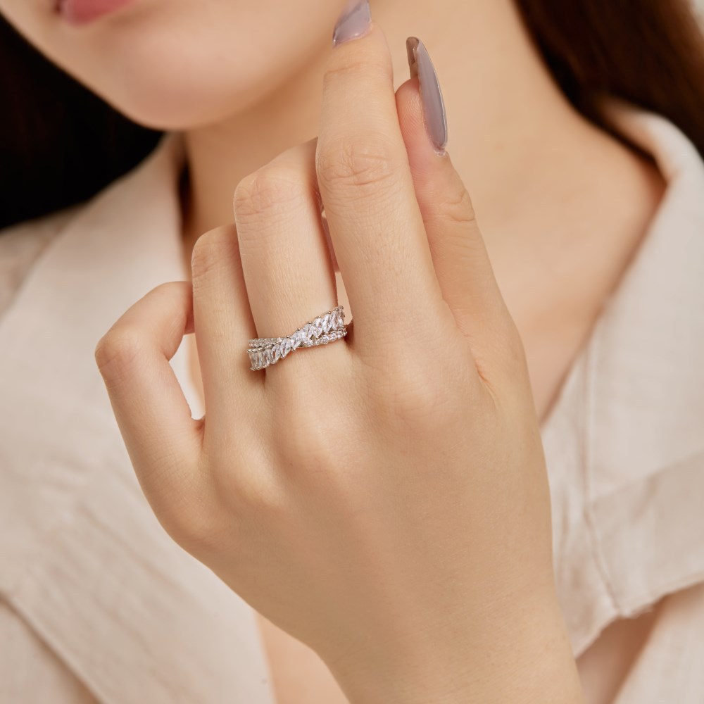 6g Weight Zircon Inlay Material Rings Classification 5, 9, Adjustable Ring Size 1 Piece Quantity Holiday, Daily Occasion 925 Sterling Silver Material Geometric Pattern Women's Gender Plating, Inlay Design Basic, Modern Style, Classic Style Style 925 Sterling Silver Zircon Geometric Rings 31