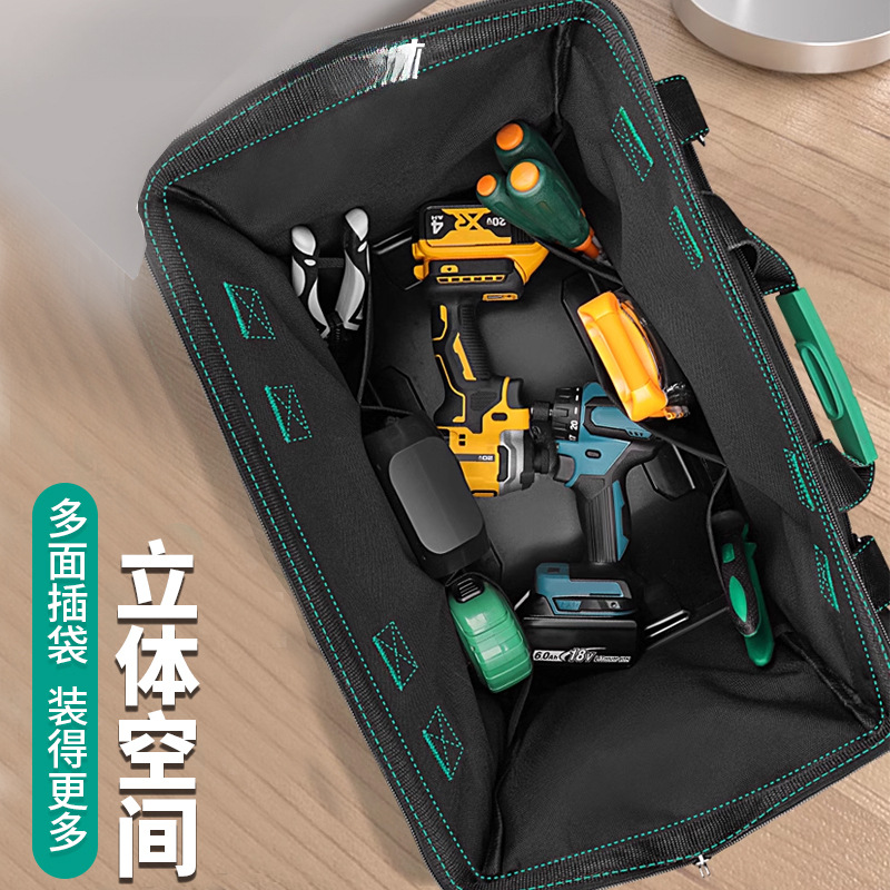 Kit de herramientas de bosque verde resistente y duradero, mantenimiento de bolsa de almacenamiento de lona eléctrica, portátil multifuncional de madera extragrande portátil