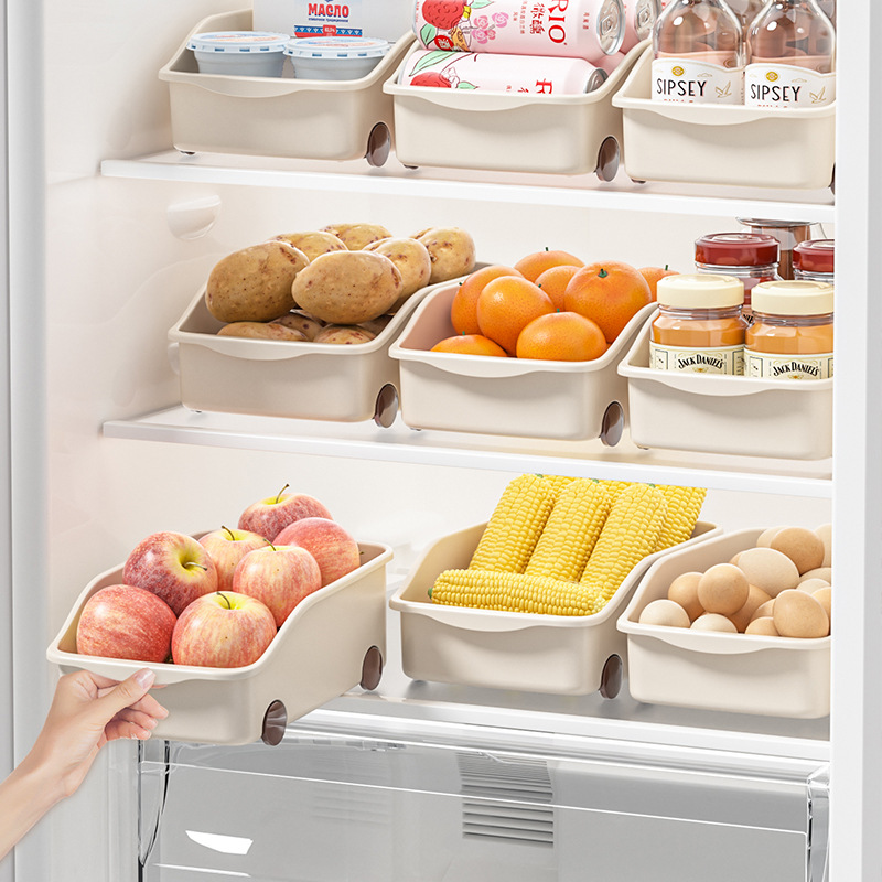 25年新款收纳盒加厚PP带滑轮厨房调味料冰箱橱柜杂物收纳储物盒