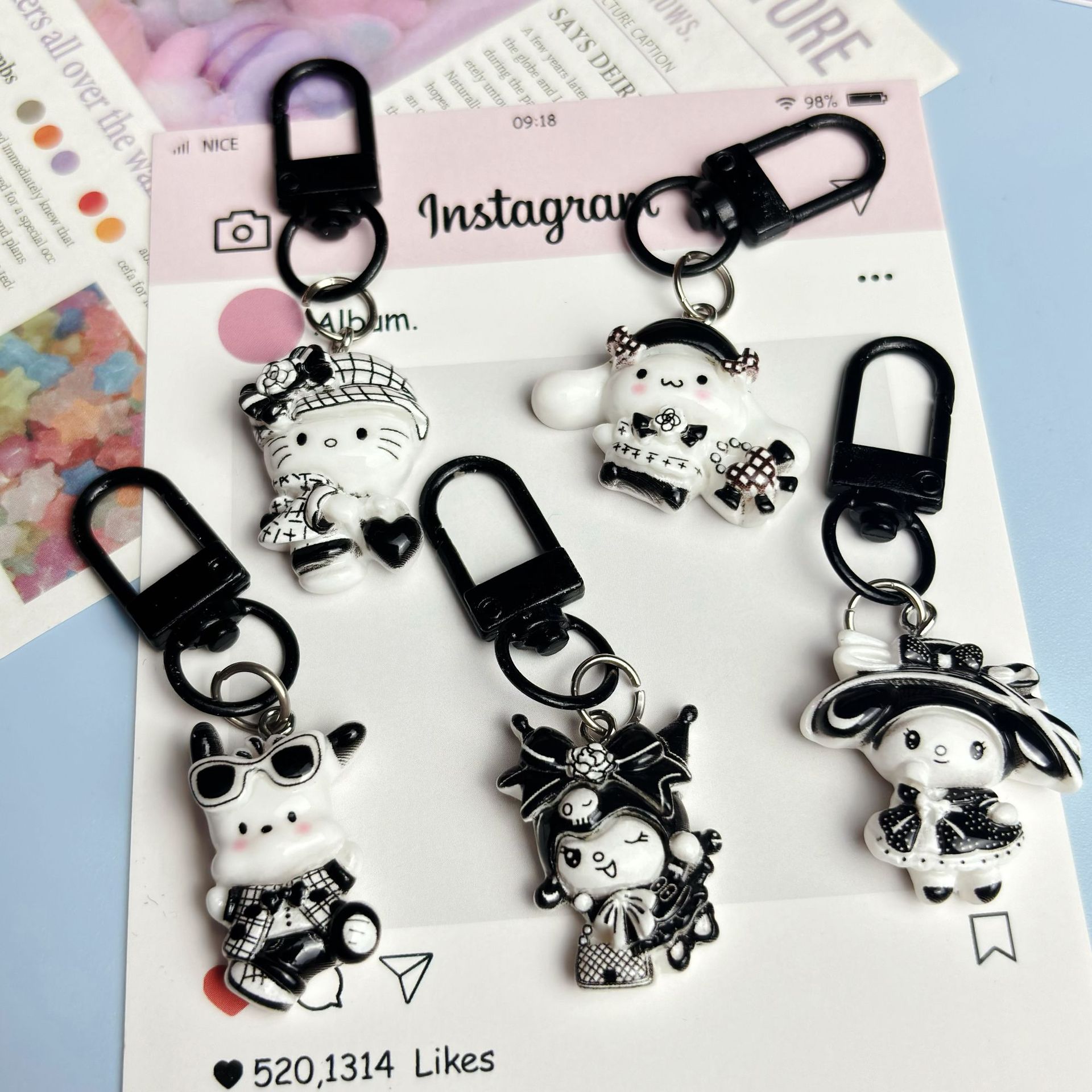 Cute Black Cat Coffee Cup Keychain Pendant Bag Creative Mobile Phone Case Pendant Accessories Gift Small Gift