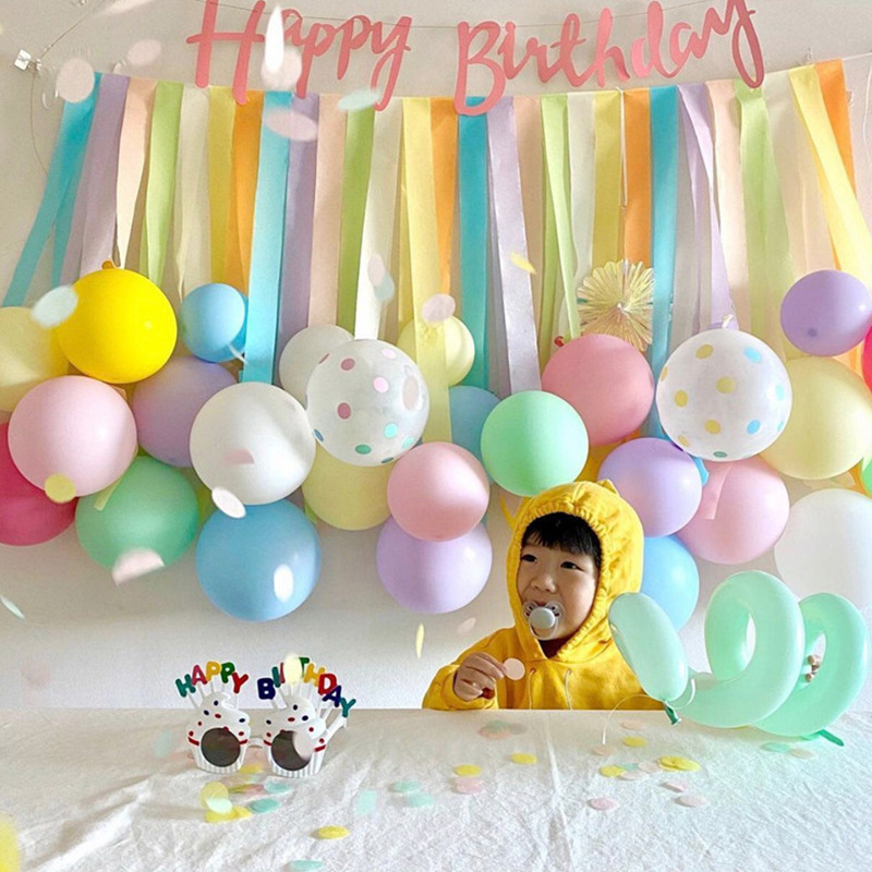 South Korea ins color flower paper roll balloon wall children's birthday party wedding photo background wall
