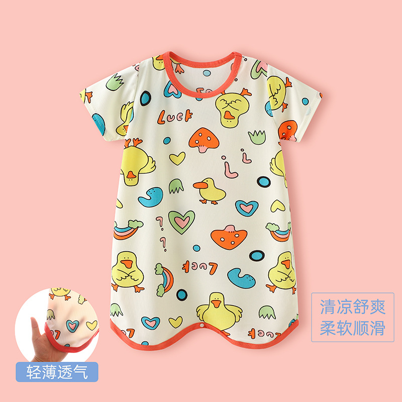 Pijama de bebé, pijama de bebé, pijama de verano delgado de manga corta de hielo para niños, pijama de niños pequeños, pijama antipatada para niños pequeños