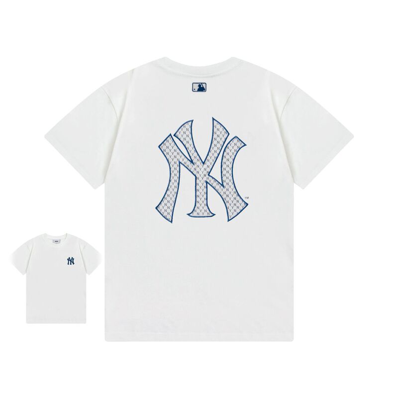 クロスボーダー MLB&NY ベーシックプリント高品質レディース T メンズ半袖コレクション共同ブランドの純綿通気性ボトリングシャツ|undefined