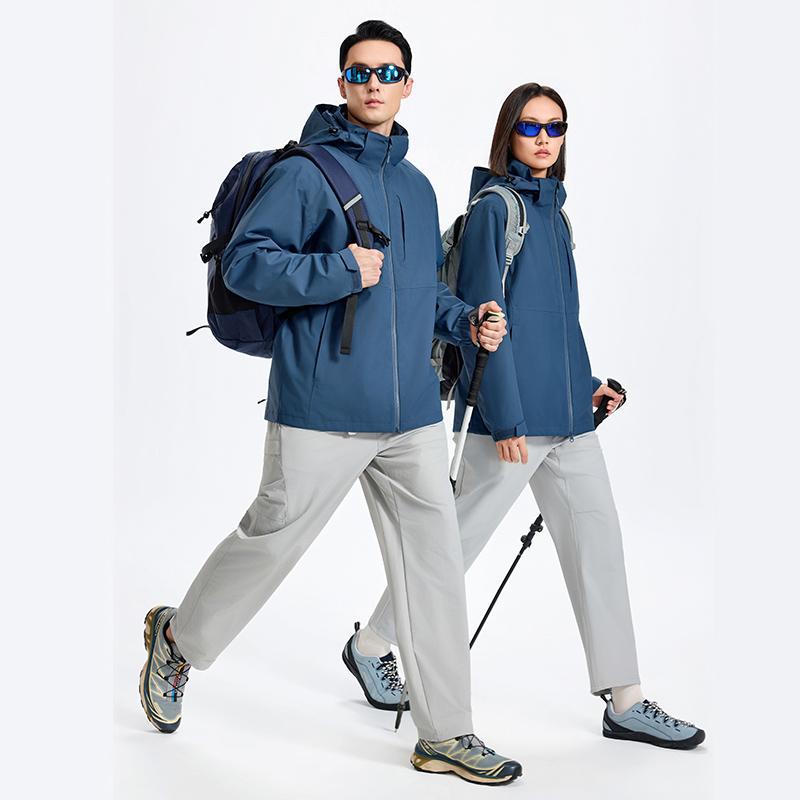 Outdoor windbreaker, waterproof, windproof, and wear-resistant, with added thickness for autumn and winter, a 3-in-1 jacket for men and women, providing warmth