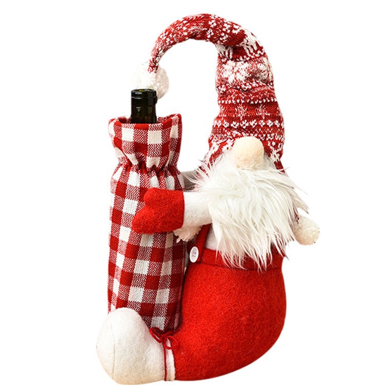 Navidad transfronteriza Rudolph muñeca de pie cubierta de botella de vino muñeca sin cara cubierta de botella de vino decoración navideña