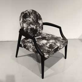 白腊木布艺单人沙发家用商务复古北欧休闲扶手椅