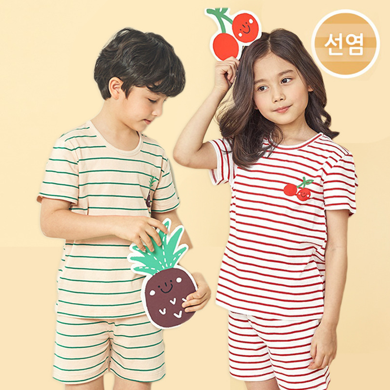 unifriend夏季新款童裝兒童家居服短袖男女寶5分睡衣卡通休閑套裝