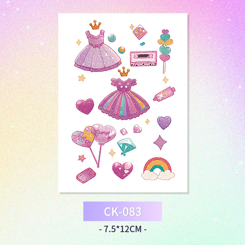 Glitter mariposa cara pegatinas tatuaje pegatinas hadas lavable impermeable de larga duración lindo unicornio ciervo Luna Estrella Planeta