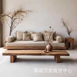侘寂风实木茶几客厅家用简约设计民宿小户型阳台小茶几榻榻米茶桌