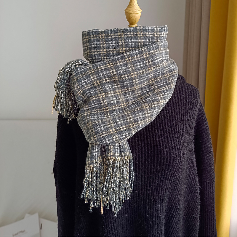 Unisex Plaid Schal Damen süßer Hals dicker warmer Schal_voghion.com