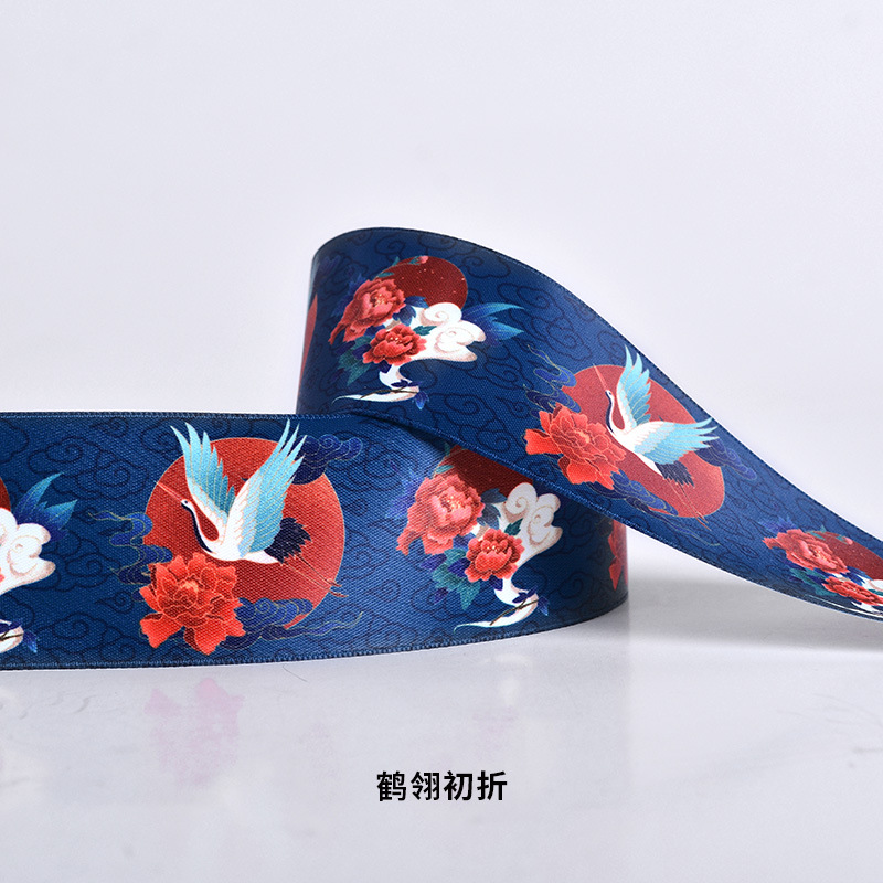 Cintas personalizadas tecnología de transferencia térmica un rollo de logotipo personalizado impresión de flores pastel de estilo nacional personalizado cinta