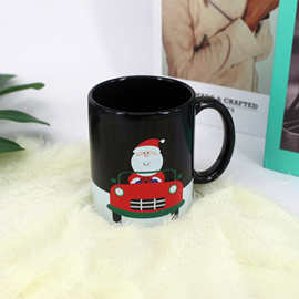 创意圣诞节日变色杯印刷涂层马克杯logo陶瓷咖啡杯赠品咖啡杯