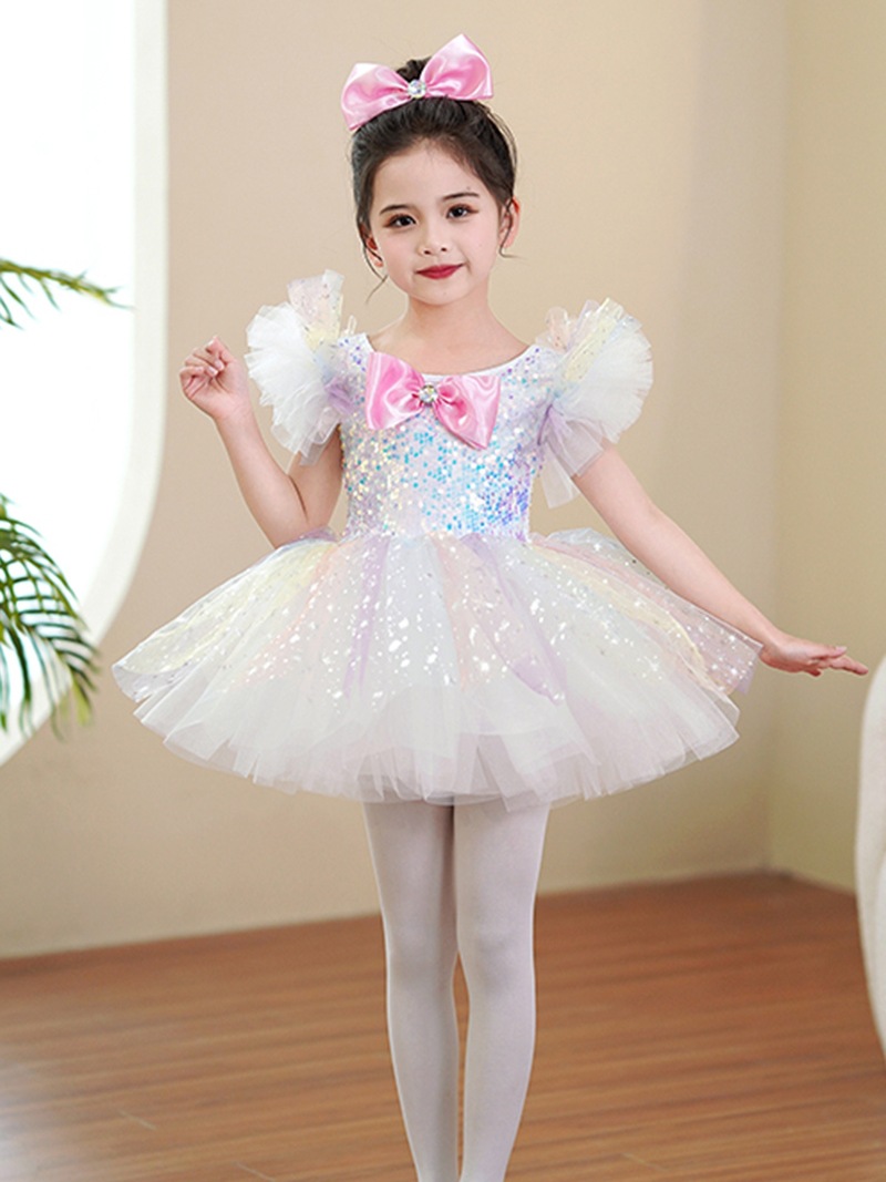 Junio 1 ropa de baile infantil ropa de espectáculo guardería adorable ropa de espectáculo de niñas vestido de princesa de sequillas de ropa de espectáculo de niñas